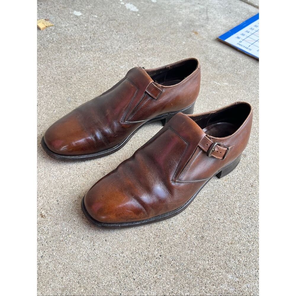 VTG Johnston & Murphy Aristocraft Monk Strap Leather Dress Shoes Brown Mens 9